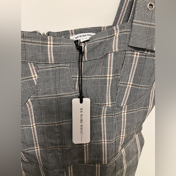 WeWoreWhat Corset Overalls in Grey Plaid - Picture 6 of 10